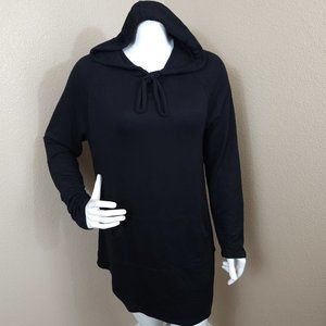 Popular Basics Black Lightweight Hooded Tunic Hoodie~Size L~NWOT